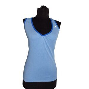 Nike Dri Fit XS Tank Top Blue Racerback Coral Geometric Reflective Side Panels